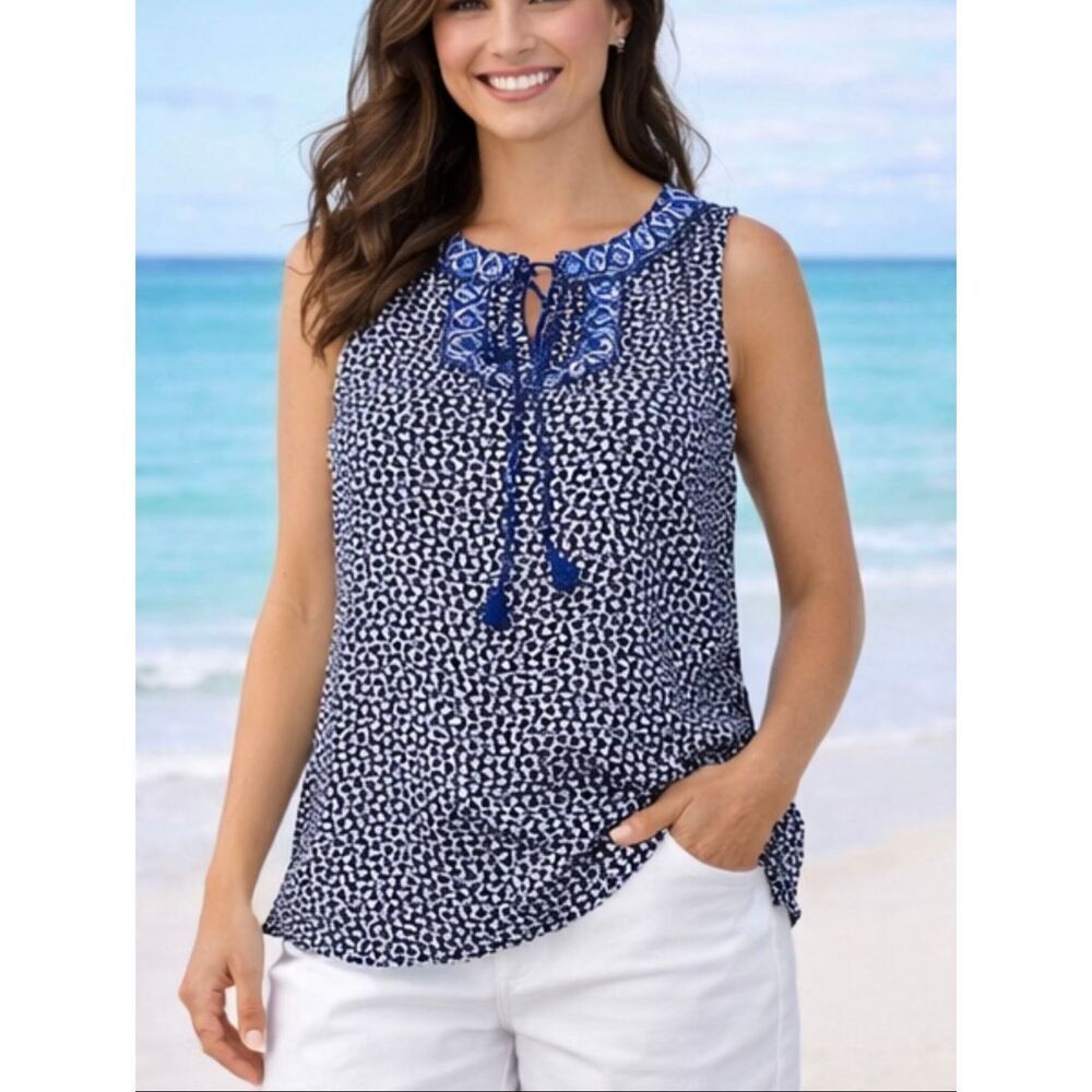 J.crew silk navy embroidered neckline tassel tie 4